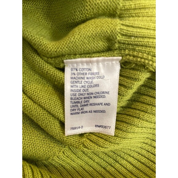 St John’s Bay Argyle Green Women’s Sweater Size Large 97% Cotton V Neck - Picture 7 of 9
